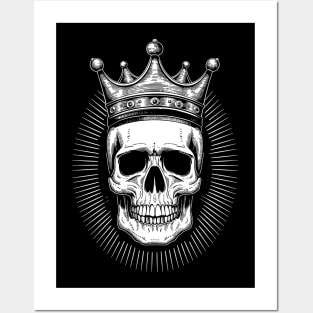 Skull King black and white Posters and Art